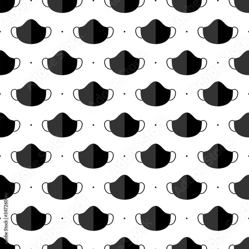 Black cloth masks, sheet masks and dots seamless pattern background.

