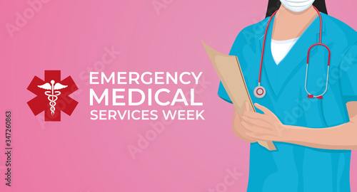 Emergency Medical Services Week in May. Celebrated annual in United States. Medical concept.