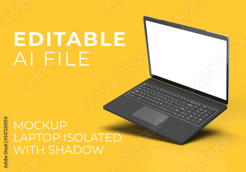 FLOATING Laptop MOCKUP ISOLATED IMAGE 
