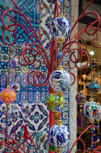 Turkish ornaments hanging for sale in Grand Bazaar, Istanbul, Turkey