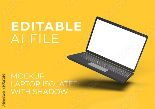 FLOATING Laptop MOCKUP ISOLATED IMAGE 