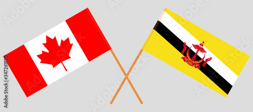 Crossed flags of Brunei and Canada