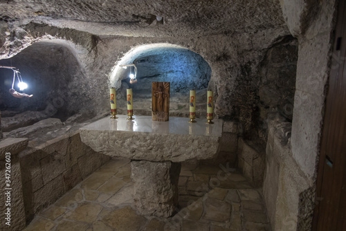 Fotótapéta BETHLEHEM, Palestine, January 28, 2020: Caves under the Basilica of the Nativity in Bethlehem