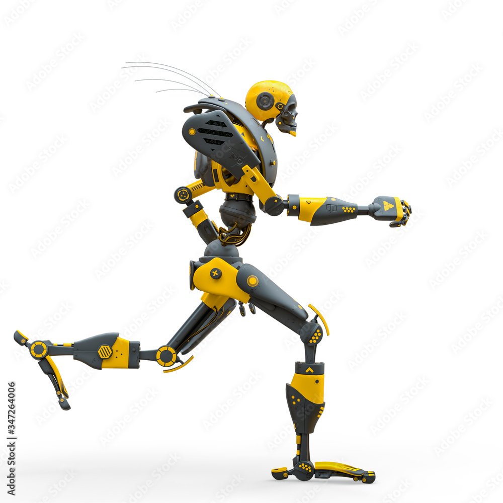 skull bot running in a white background side view skull bot running in a white background side view