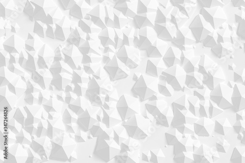 White pentagonal abstract solids background - chaotic pattern.