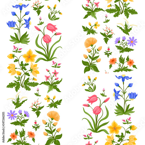 Tradition mughal motif, fantasy flowers in retro, vintage style. Seamless pattern, background. Vector illustration isolated on white background.