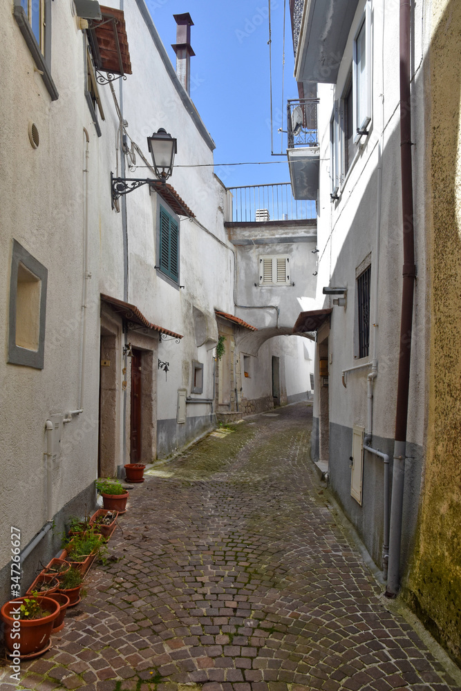 A small road between the old houses of the village of Letino, in the province of Caserta