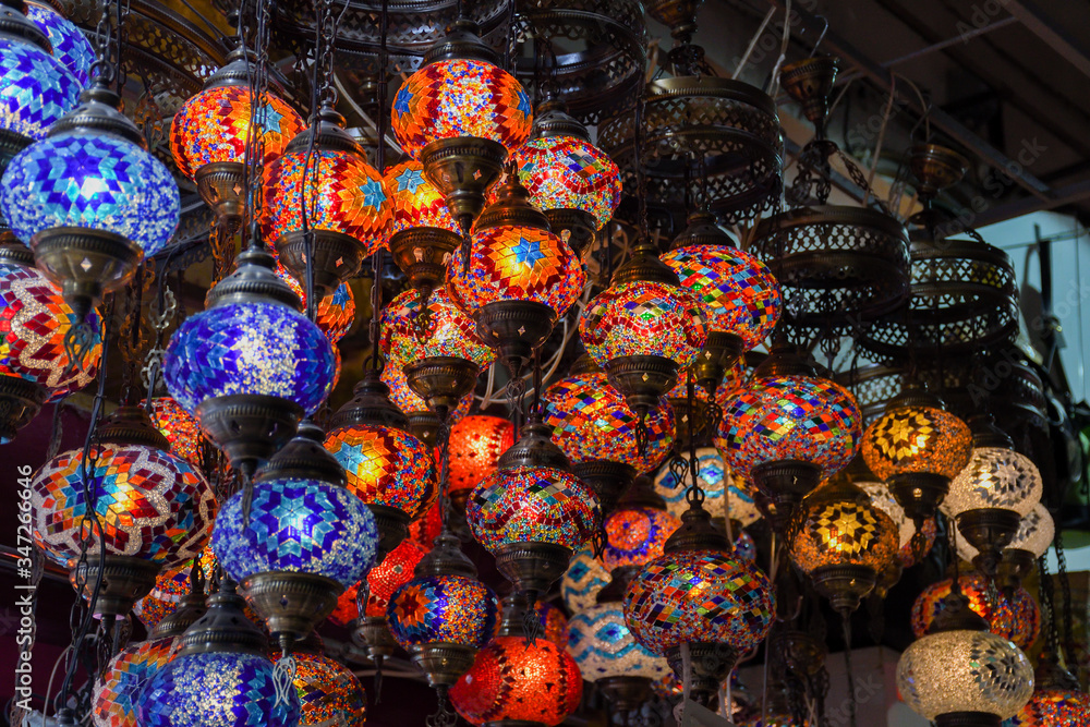 Turkish lamps for sale in the Grand Bazaar, Istanbul, Turkey Turkish lamps for sale in the Grand Bazaar, Istanbul, Turkey