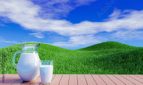 Fresh milk in clear glass a...