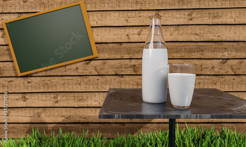 Fresh milk in clear glass a...