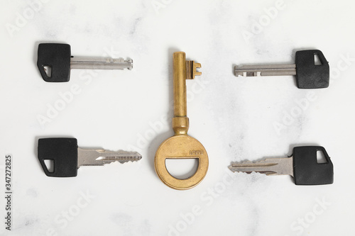 A pair of keys isolated on white background