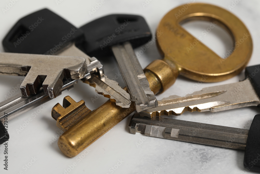 A pair of keys isolated on white background A pair of keys isolated on white background