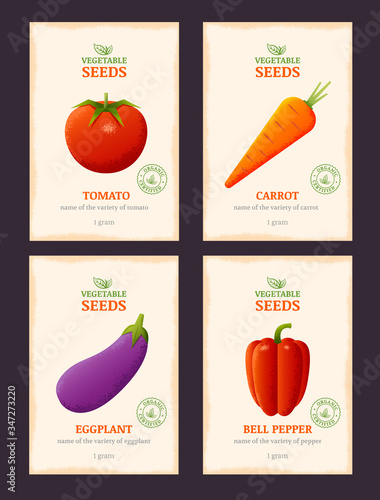 Packaging design for vegetable seeds. Vector 