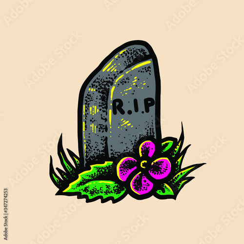 Gravestone design illustration