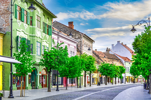Sibiu  Transylvania  Romania  main street view