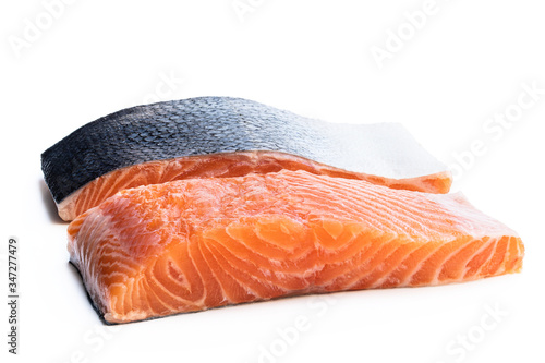 Fresh salmon fillet isolated on white