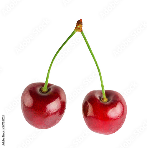 Fresh cherry isolated on white background with clipping path
