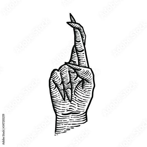 Symbol Hand Gesture engraving design