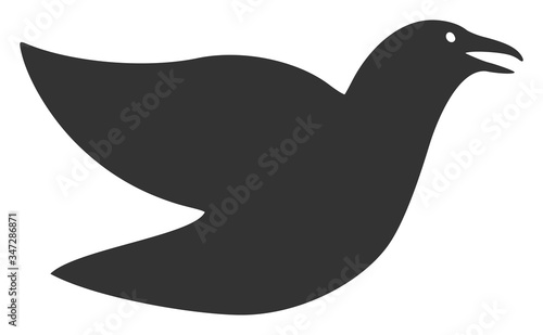 Vector flying bird flat icon. Vector pictogram style is a flat symbol flying bird icon on a white background.