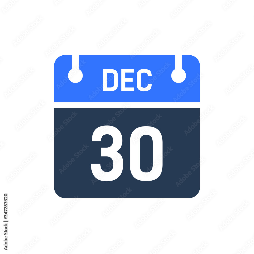 Calendar Date Icon - December 30 Vector Graphic Calendar Date Icon - December 30 Vector Graphic