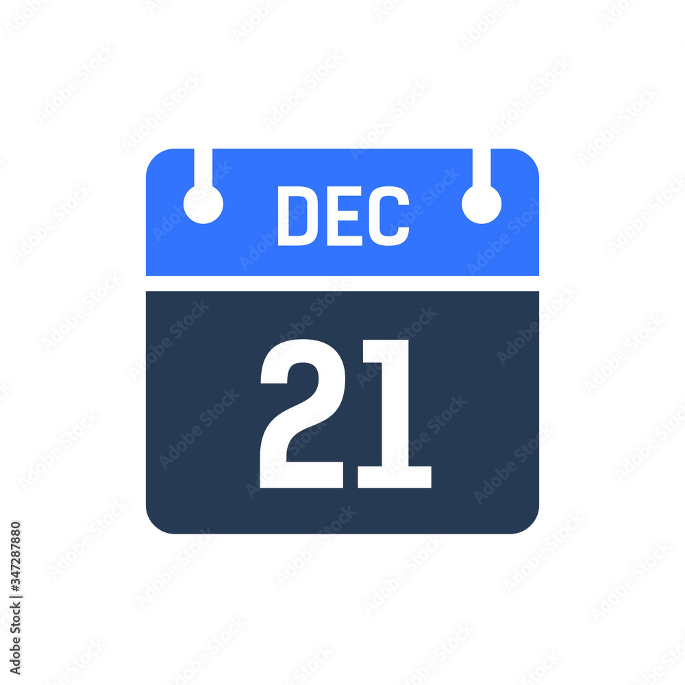 Calendar Date Icon - December 21 Vector Graphic Calendar Date Icon - December 21 Vector Graphic