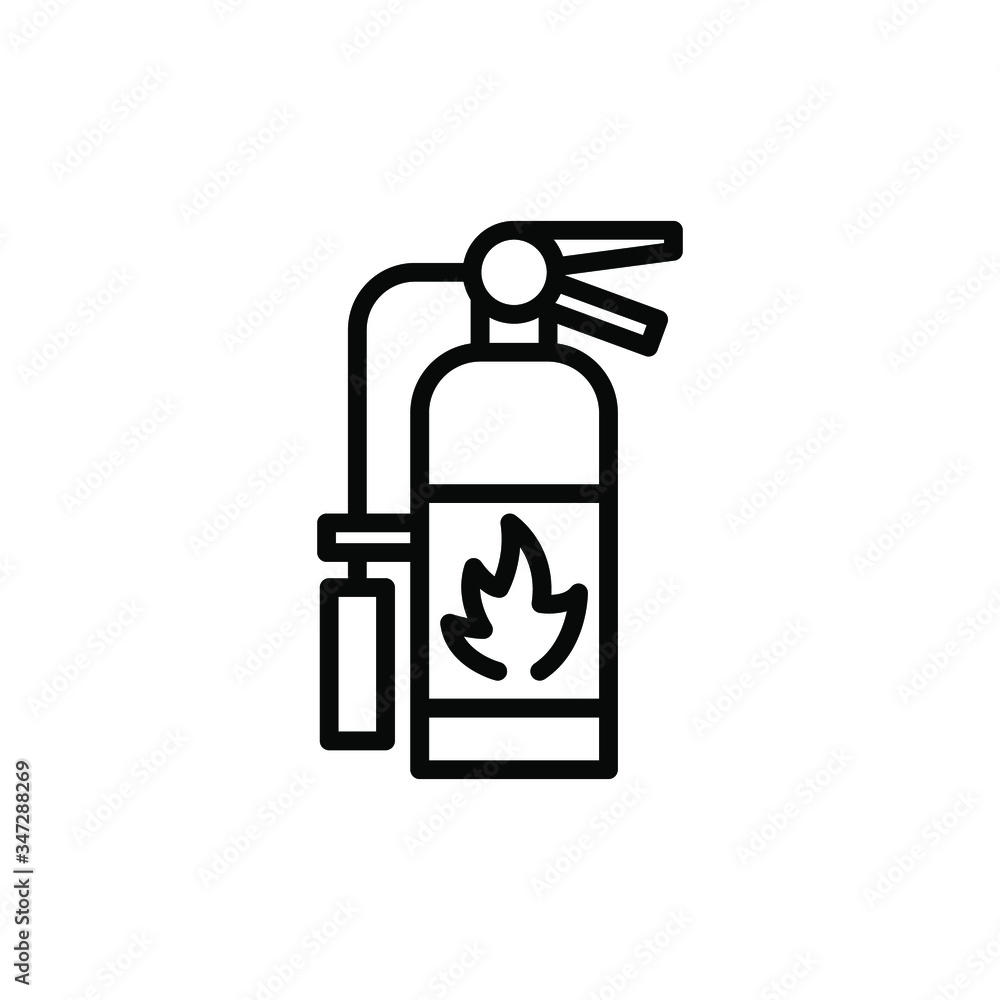 Fire extinguisher icon template in line art style on white background, Fire extinguisher symbol vector sign isolated on white background illustration for graphic and web design Fire extinguisher icon template in line art style on white background, Fire extinguisher symbol vector sign isolated on white background illustration for graphic and web design