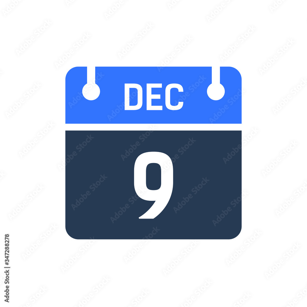 Calendar Date Icon - December 9 Vector Graphic Calendar Date Icon - December 9 Vector Graphic