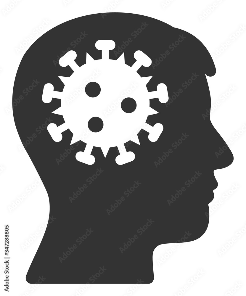Vector mental coronavirus flat icon. Vector pictogram style is a flat symbol mental coronavirus icon on a white background. Vector mental coronavirus flat icon. Vector pictogram style is a flat symbol mental coronavirus icon on a white background.