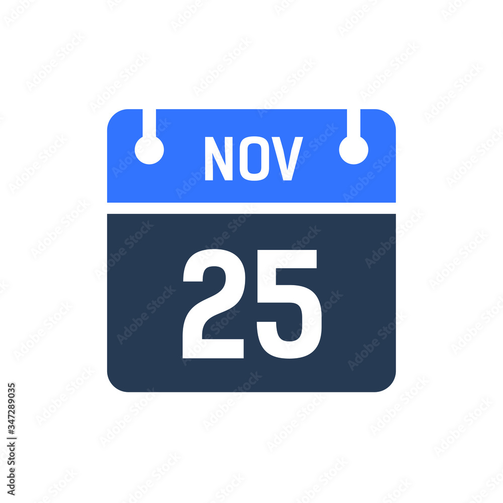Calendar Date Icon - November 25 Vector Graphic Calendar Date Icon - November 25 Vector Graphic