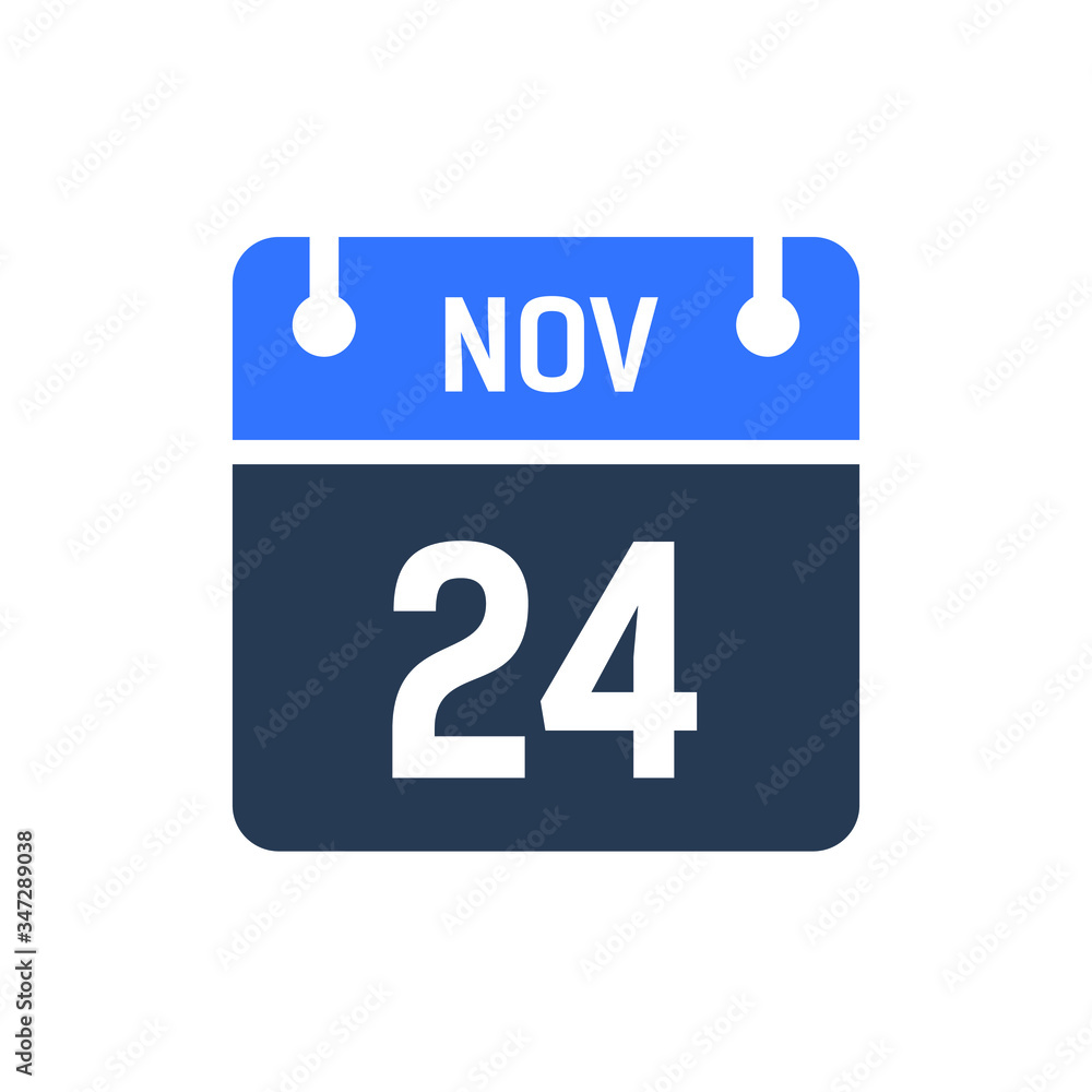Calendar Date Icon - November 24 Vector Graphic Calendar Date Icon - November 24 Vector Graphic