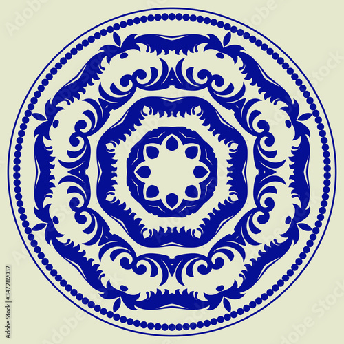 Decorative pattern. Oriental vintage round motif. The ornament. Abstract texture designs can be used for backgrounds, textile, wallpapers, gift wrapping, templates, shawl and ceramic tiles. Vector.