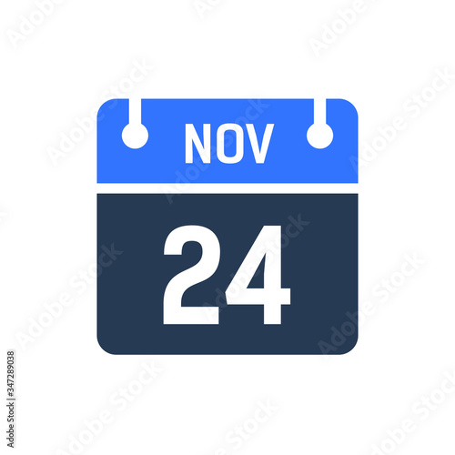 Calendar Date Icon - November 24 Vector Graphic