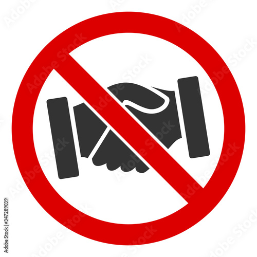 Vector no handshakes flat icon. Vector pictograph style is a flat symbol no handshakes icon on a white background.