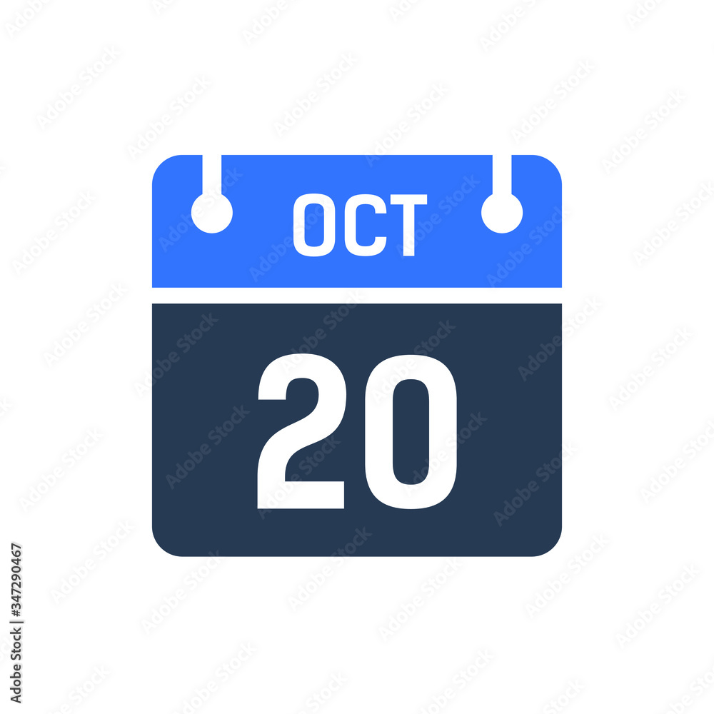 Calendar Date Icon - October 20 Vector Graphic Calendar Date Icon - October 20 Vector Graphic