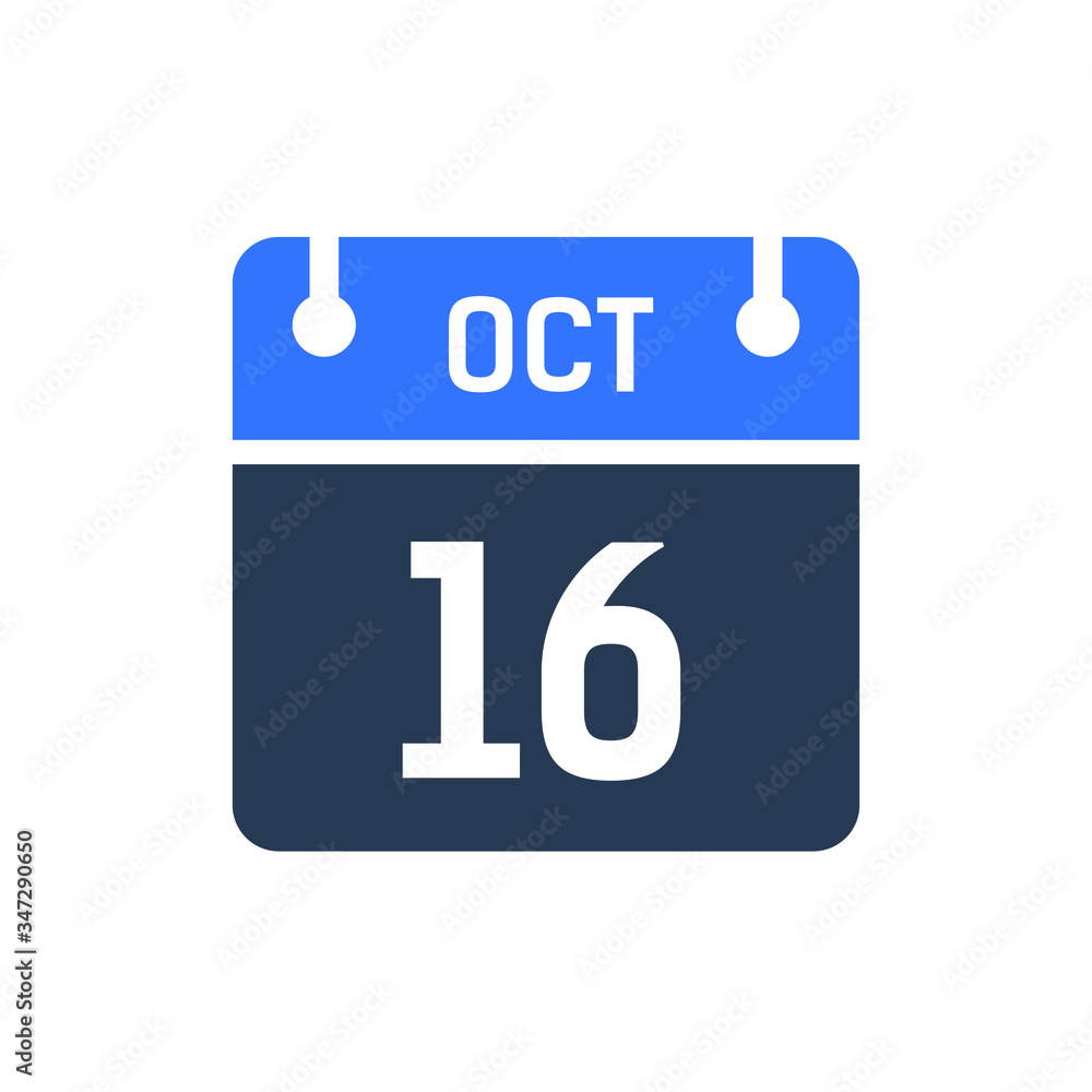 Calendar Date Icon - October 16 Vector Graphic Calendar Date Icon - October 16 Vector Graphic