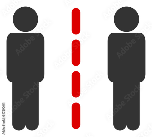 Vector social isolation flat icon. Vector pictograph style is a flat symbol social isolation icon on a white background.