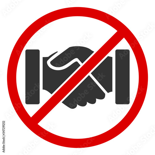 Vector stop handshakes flat icon. Vector pictograph style is a flat symbol stop handshakes icon on a white background.