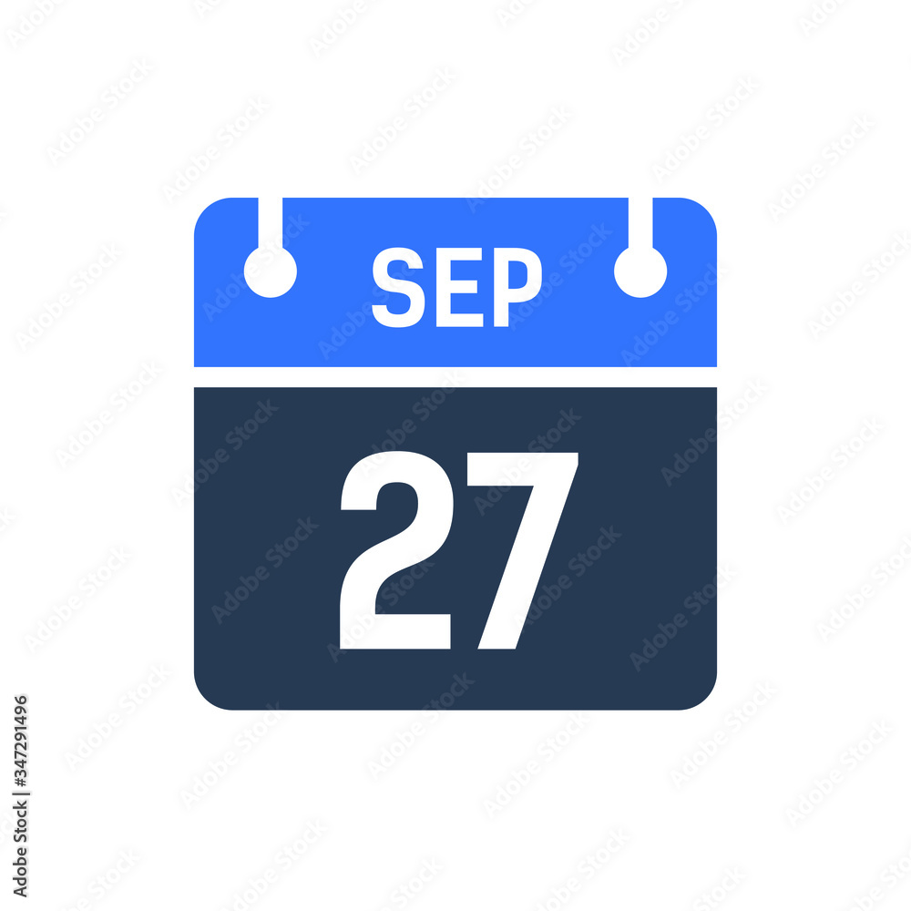 Calendar Date Icon - September 27 Vector Graphic Calendar Date Icon - September 27 Vector Graphic