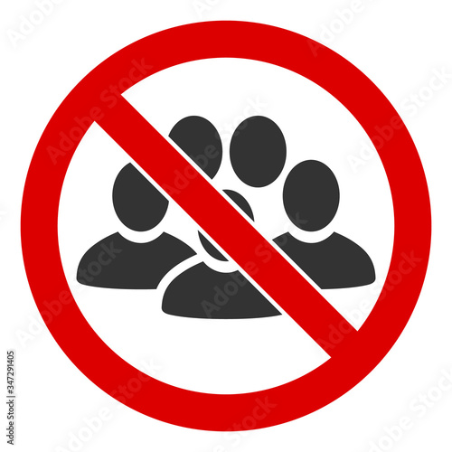 Vector stop people crowd flat icon. Vector pictogram style is a flat symbol stop people crowd icon on a white background.