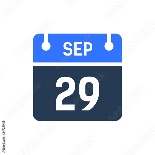 Calendar Date Icon - September 29 Vector Graphic photo