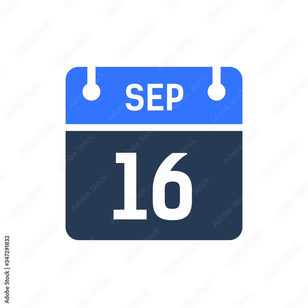 Calendar Date Icon - September 16 Vector Graphic Calendar Date Icon - September 16 Vector Graphic