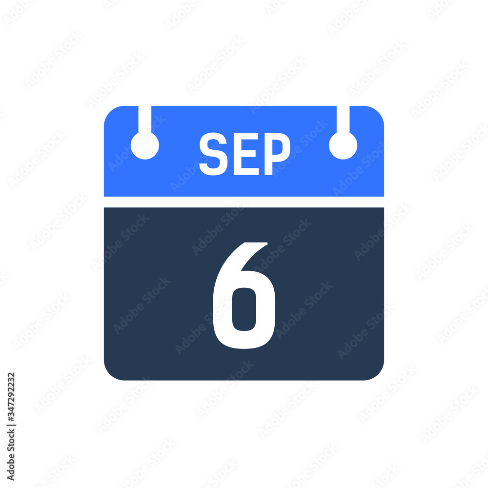Calendar Date Icon - September 6 Vector Graphic Calendar Date Icon - September 6 Vector Graphic