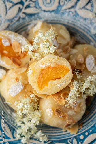 Czech duplings knedliky with apricots photo