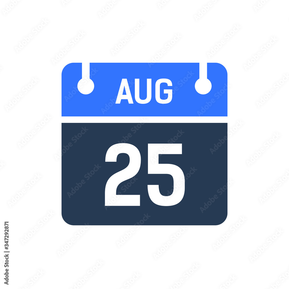 Calendar Date Icon - August 25 Vector Graphic Calendar Date Icon - August 25 Vector Graphic