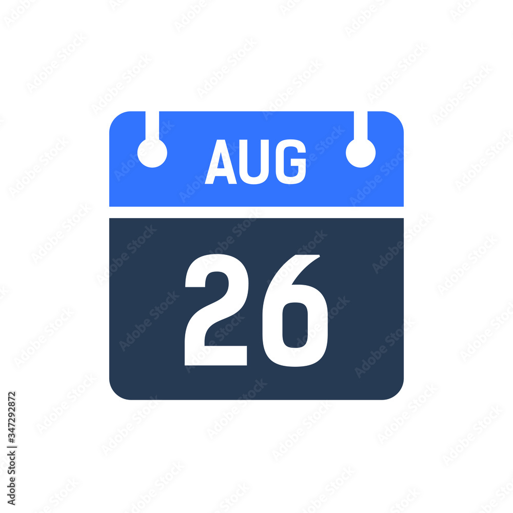 Calendar Date Icon - August 26 Vector Graphic Calendar Date Icon - August 26 Vector Graphic