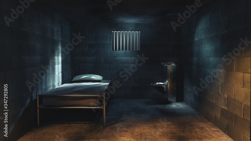 3D rendering of a dark cell at night photo