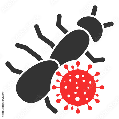Vector ant virus flat icon. Vector pictogram style is a flat symbol ant virus icon on a white background.