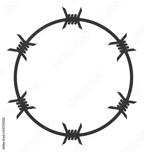 Vector barbed wire circle flat icon. Vector pictograph style is a flat symbol barbed wire circle icon on a white background.
