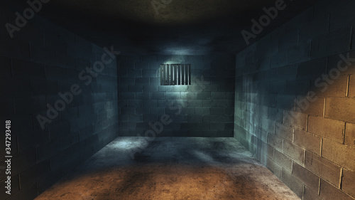 3D rendering of a dark cell at night photo