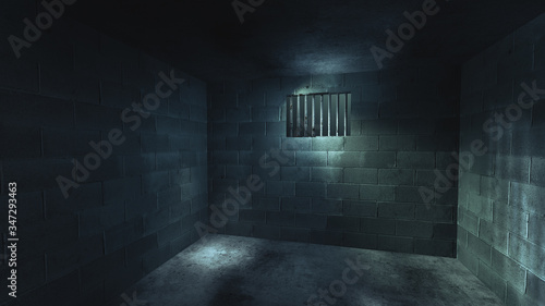 3D rendering of a dark cell at night